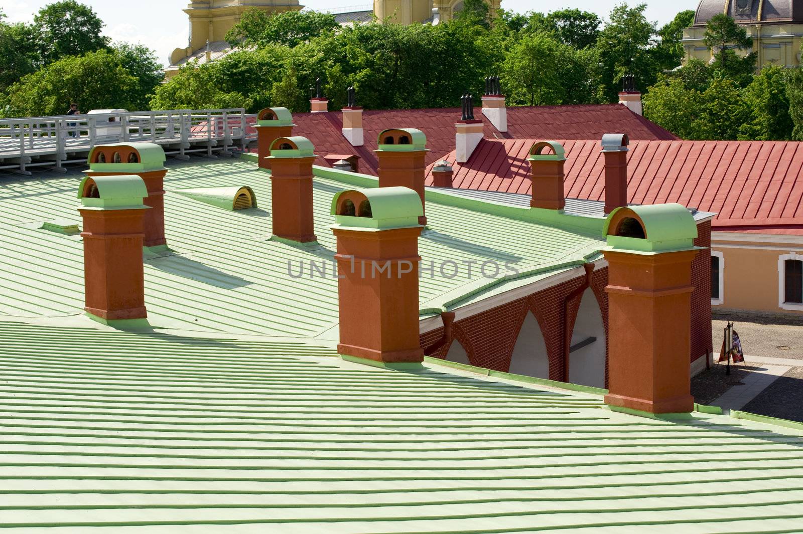 The roof of the St. Peter and Paul bastion in Sankt Petersburg Russia