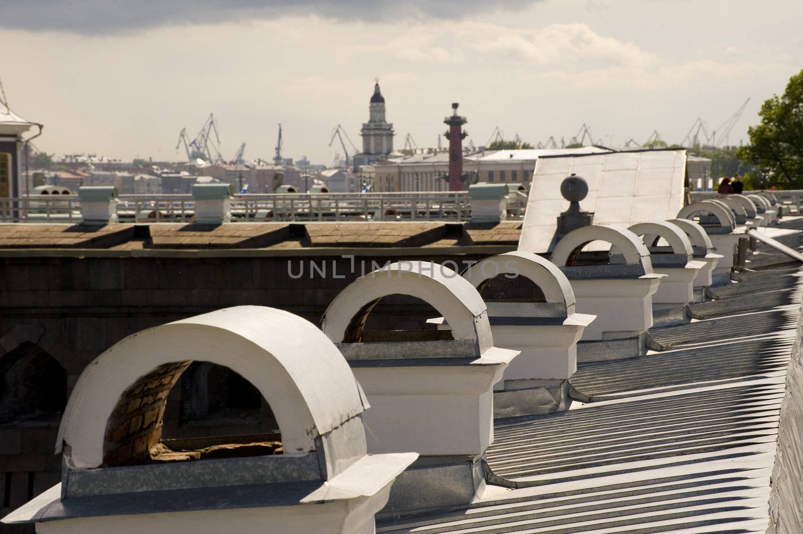 The roof of the St. Peter and Paul bastion in Sankt Petersburg Russia