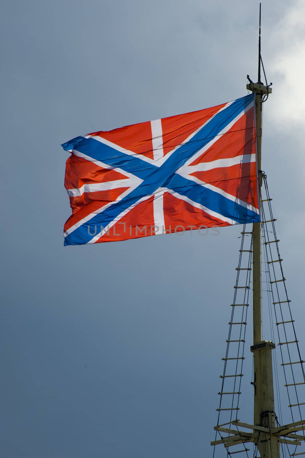 Flag on the tower of St.Peter and Paul bastion in Sankt Petersburg Russia