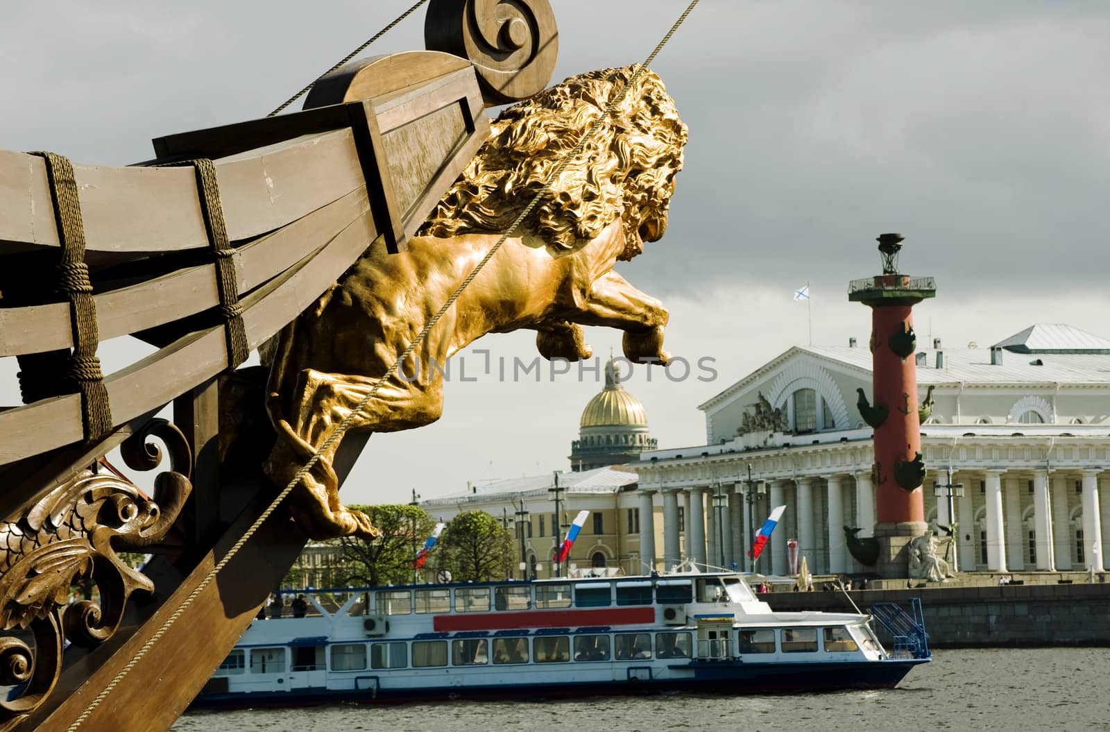 The view on the Neva river in Sankt Petersburd Russia