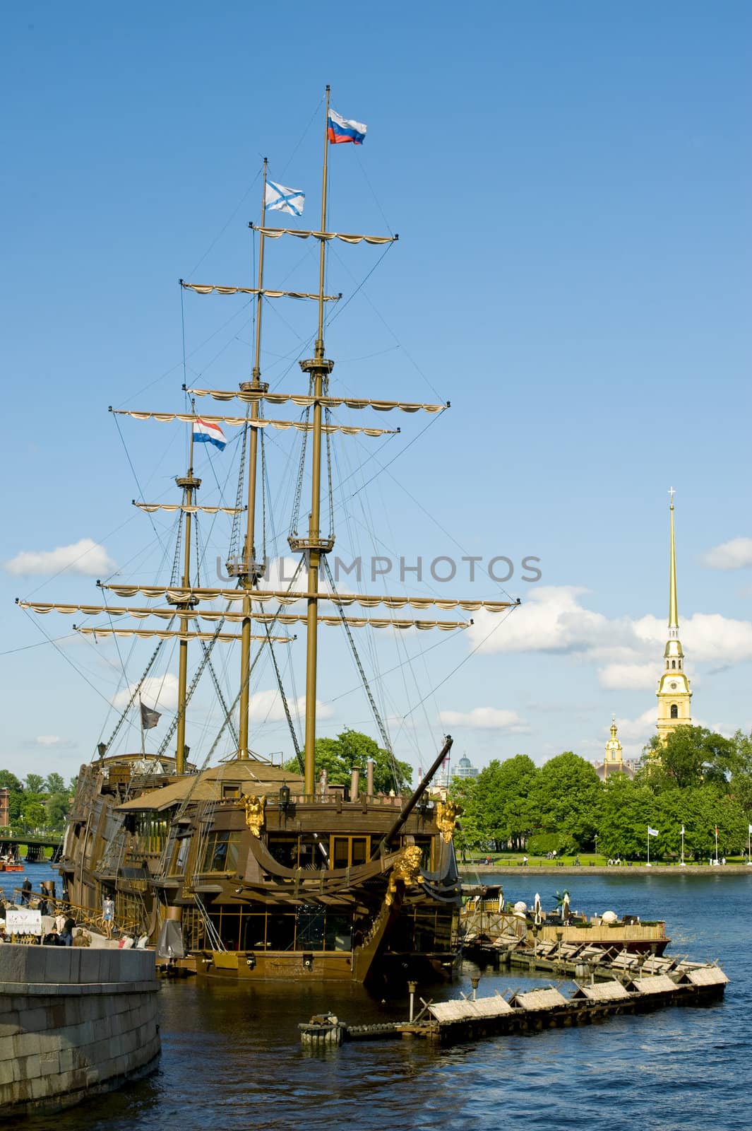 The view on the Neva river in Sankt Petersburd Russia