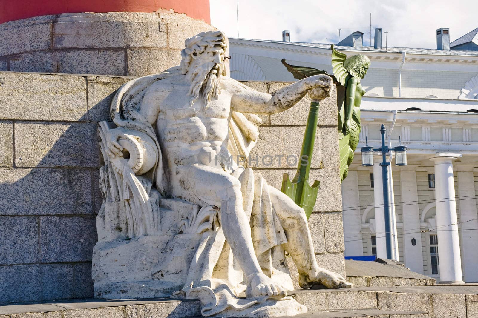 Fragment of a Rostral column in Sankt Petersburg Russia