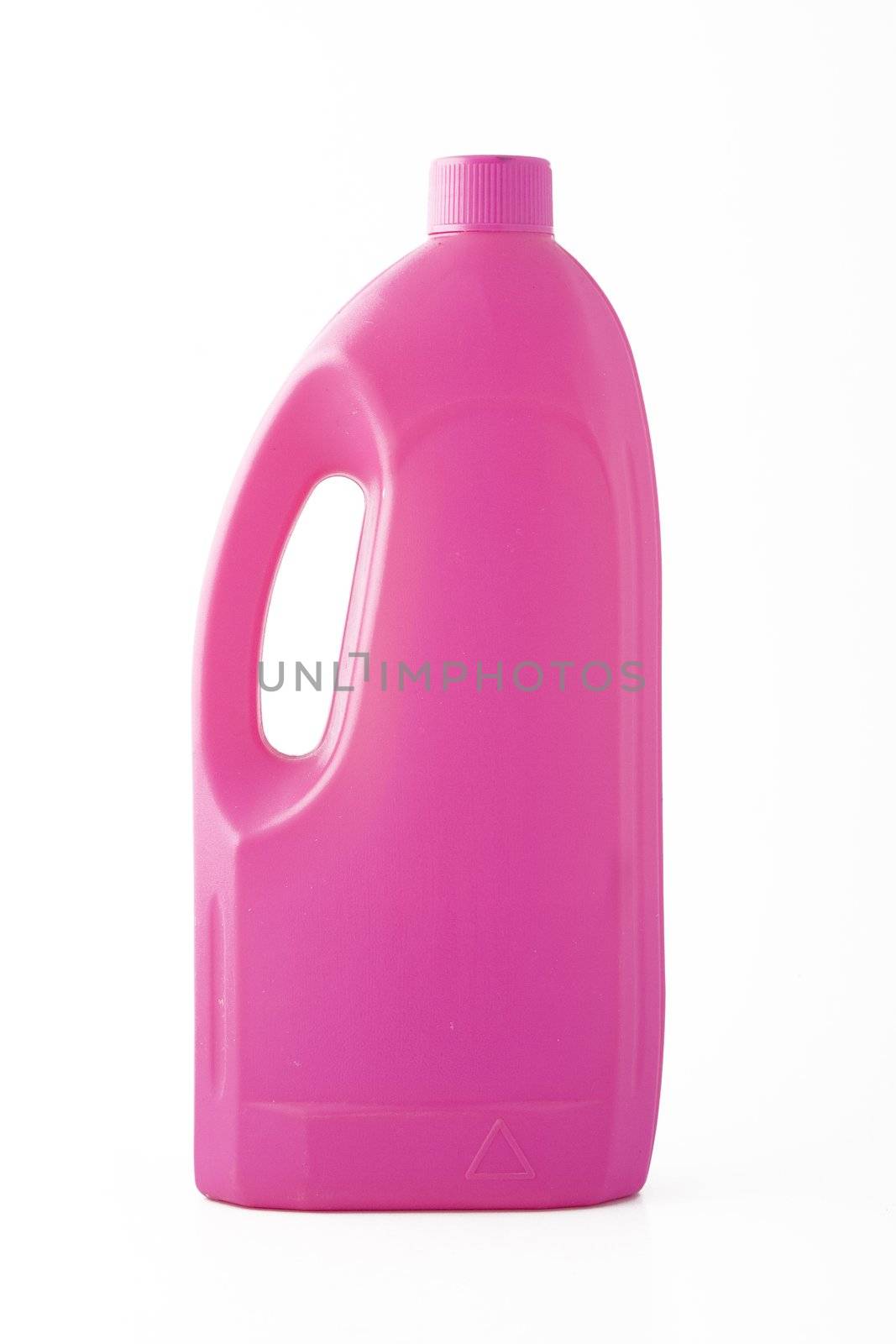 pink bottle, cleaning product on white background