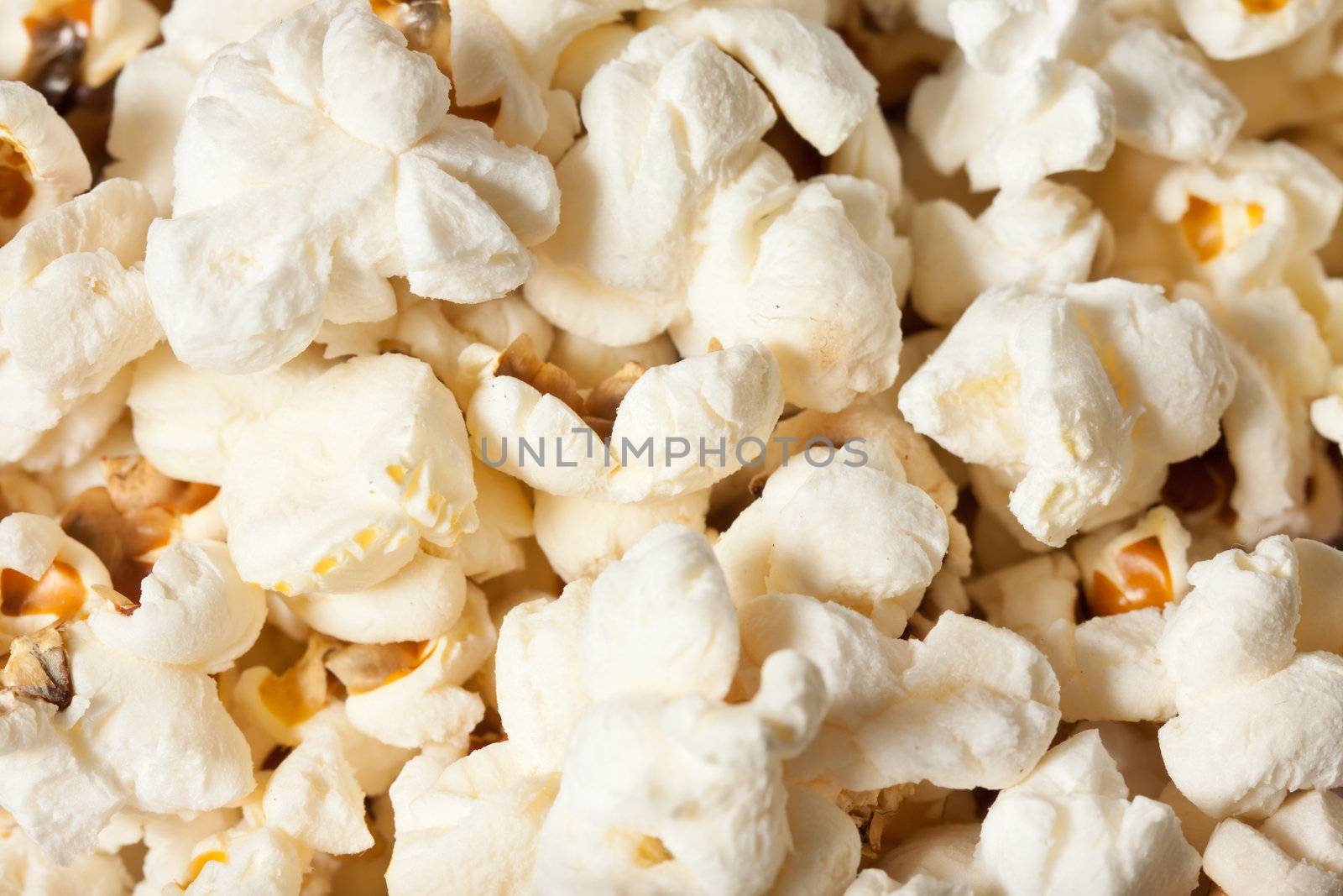Close-up shot of delicious freshly popped popcorn