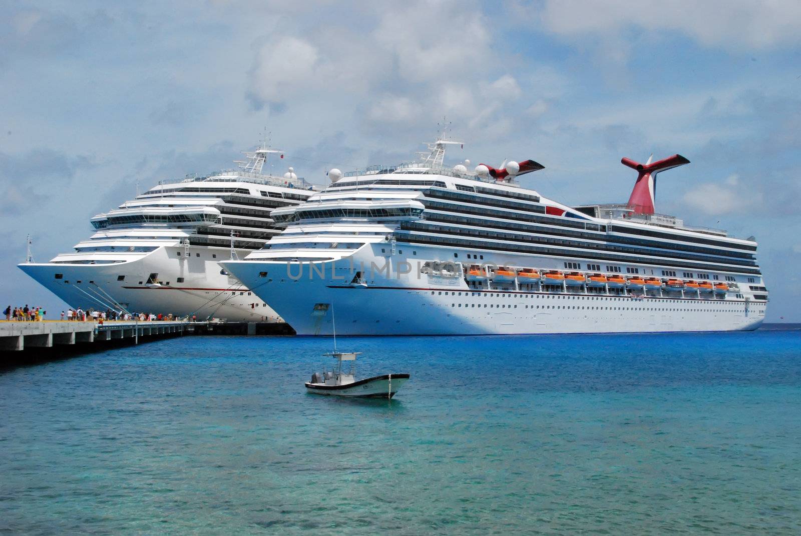 Two cruise ships docked in Cozumel,Mexico a popular cruise ship destination