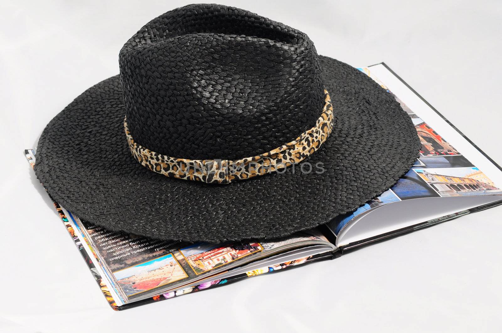 Women's hat from the sun  and  a book .