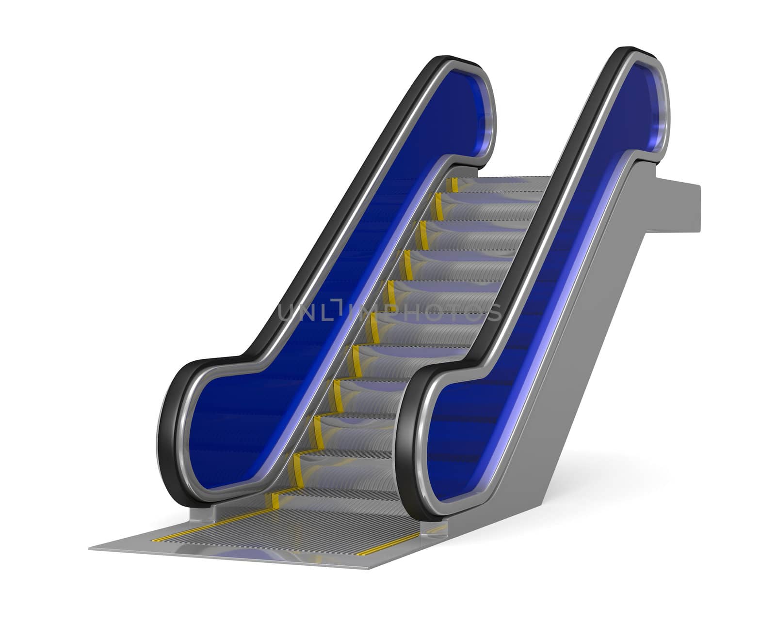 escalator on white background. Isolated 3D image
