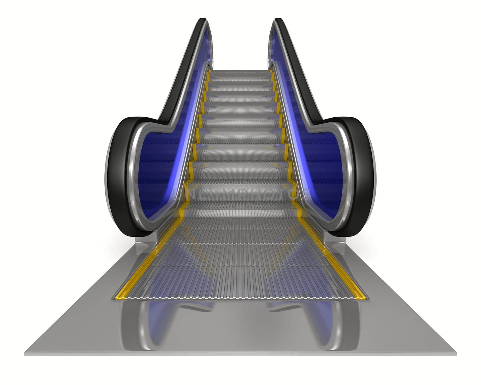 escalator on white background. Isolated 3D image