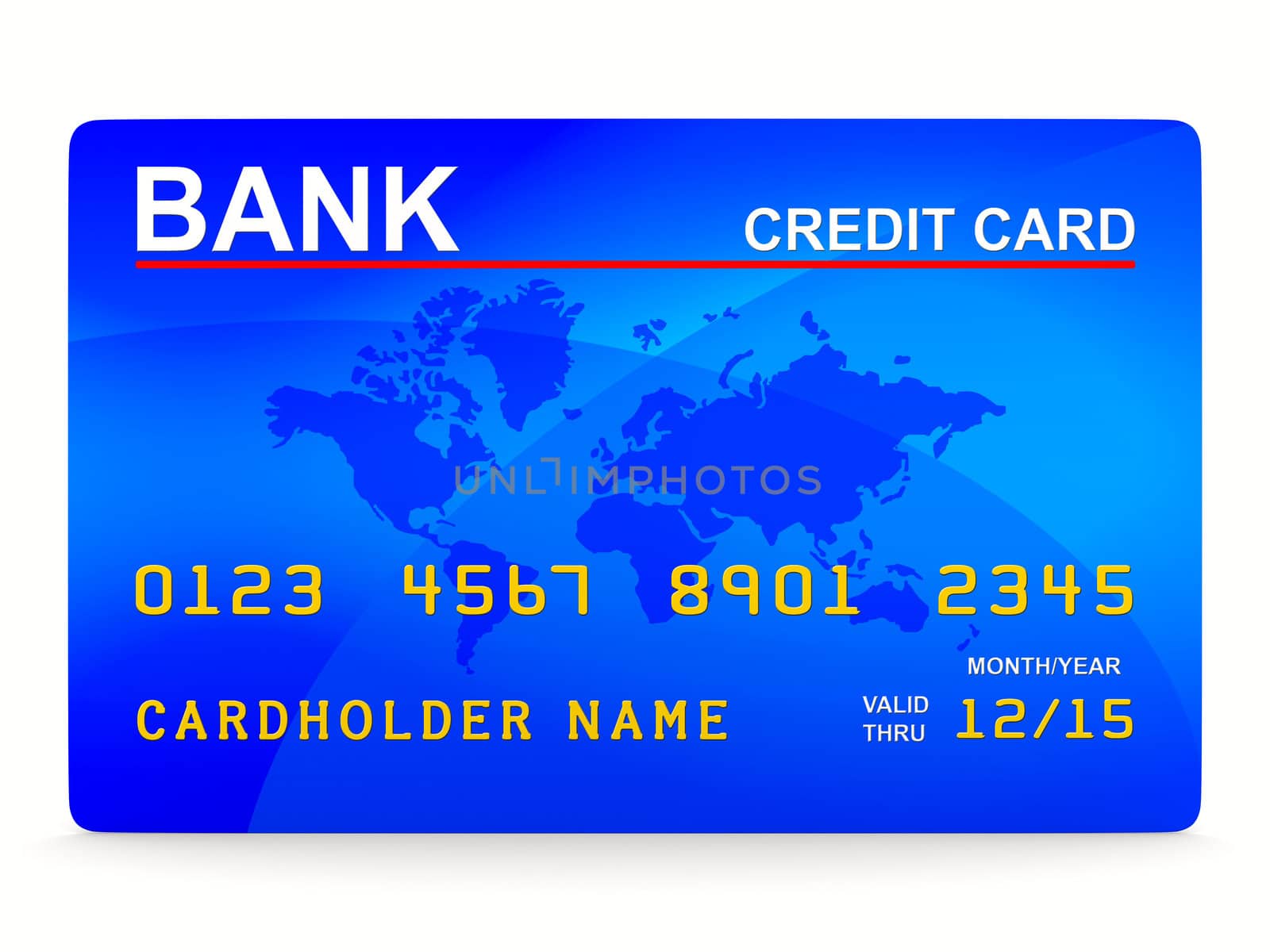 credit card on white. Isolated 3D image