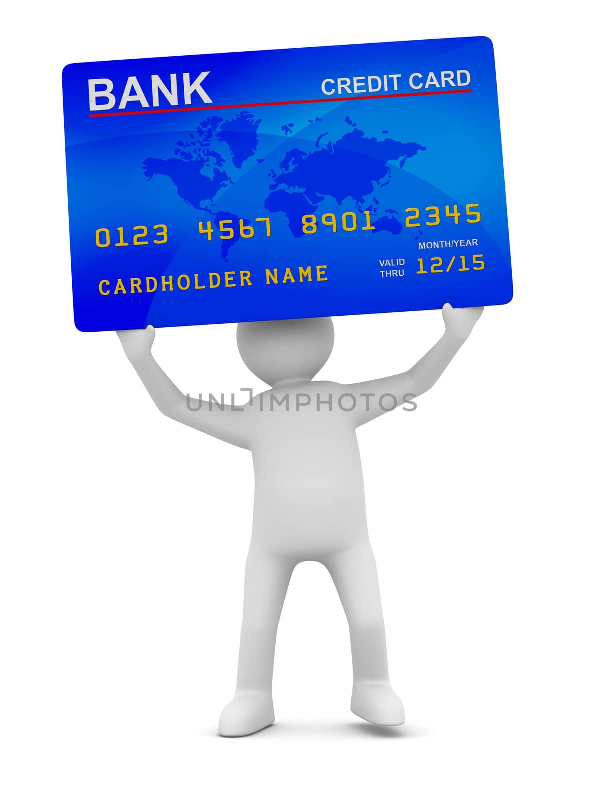 man with credit card. Isolated 3D image