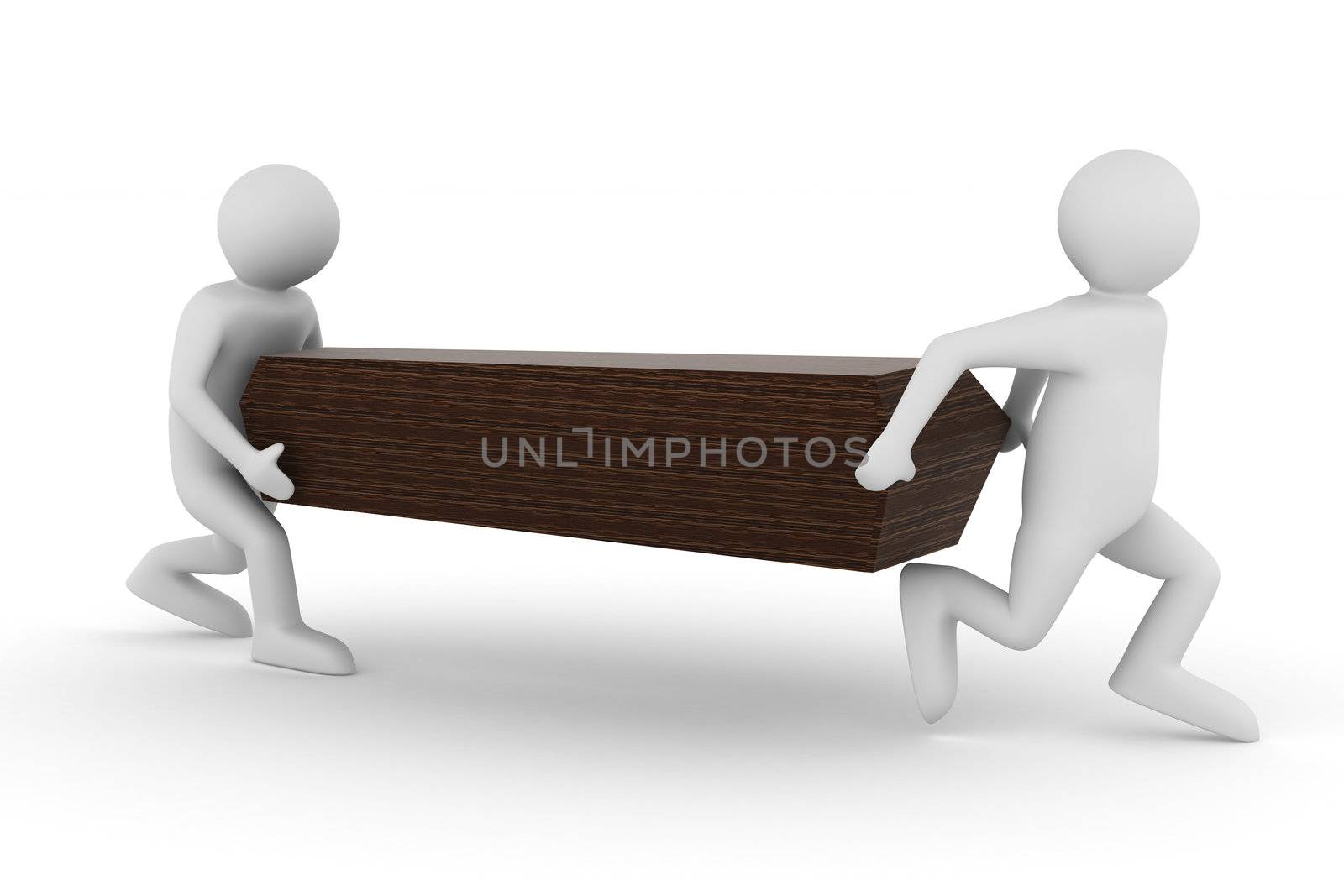 Funeral procession on the white. Isolated 3D image