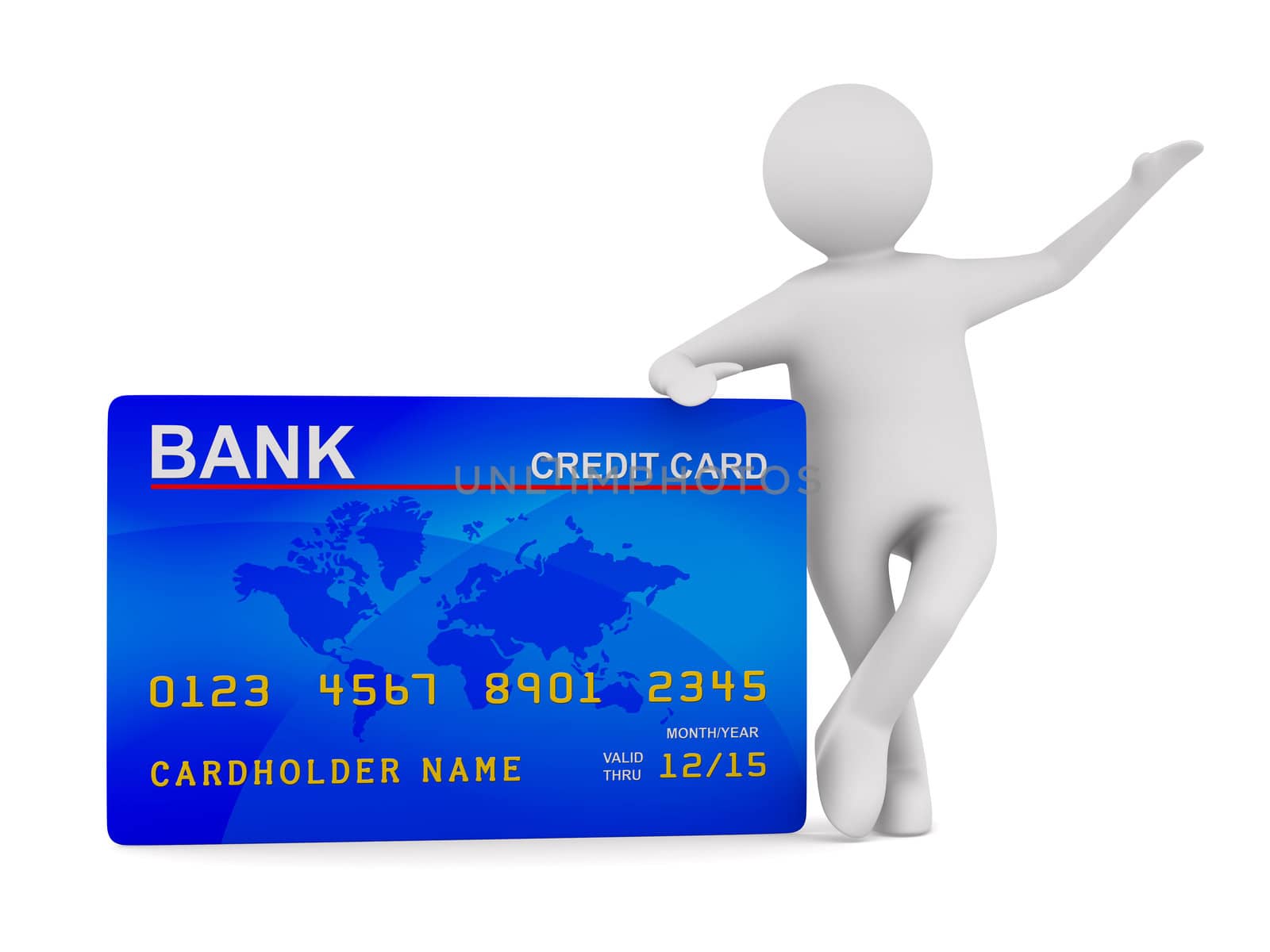 man with credit card. Isolated 3D image