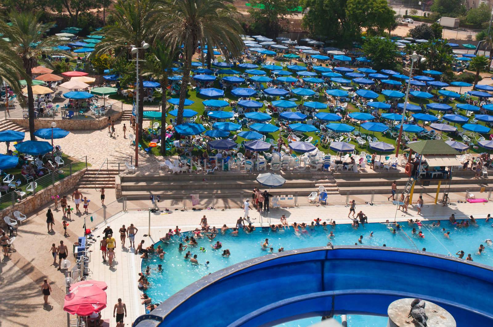 
Colorful water slide in aqua park .
