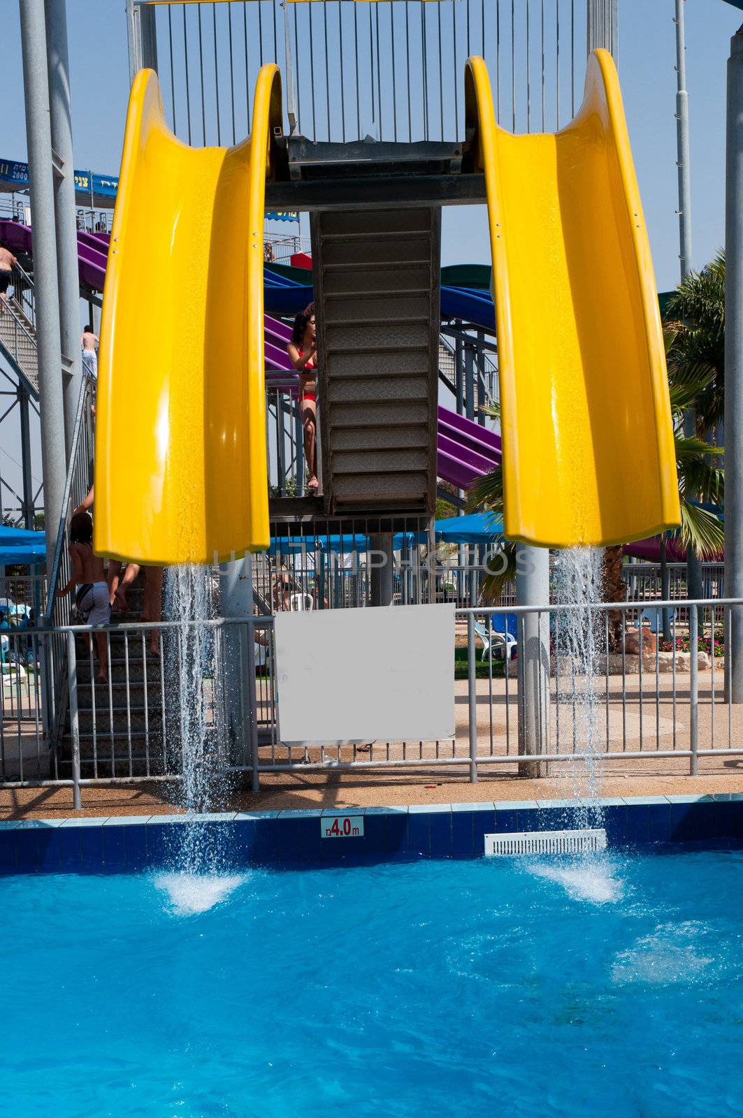 
Colorful water slide in aqua park .
