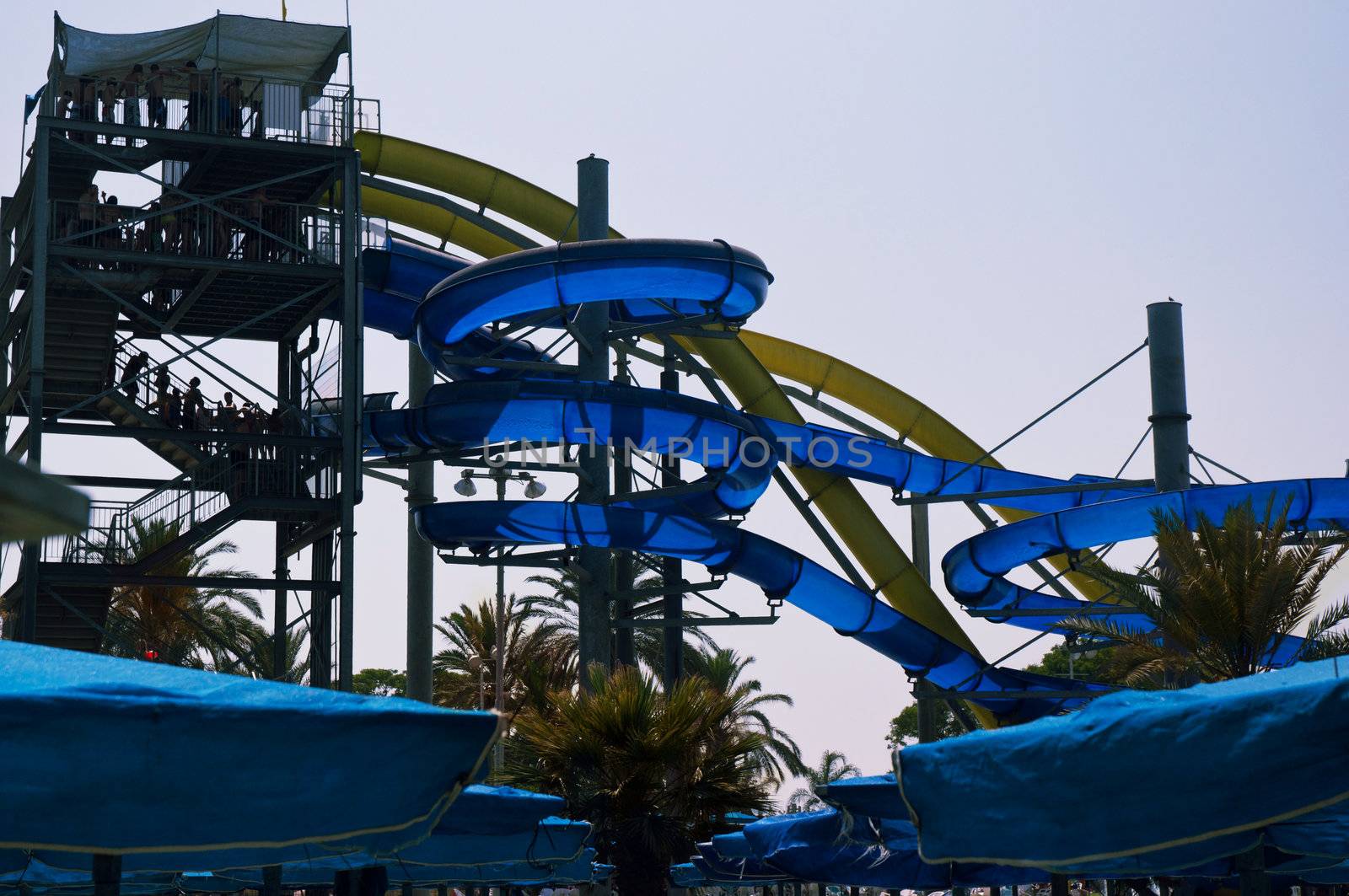 
Colorful water slide in aqua park .
