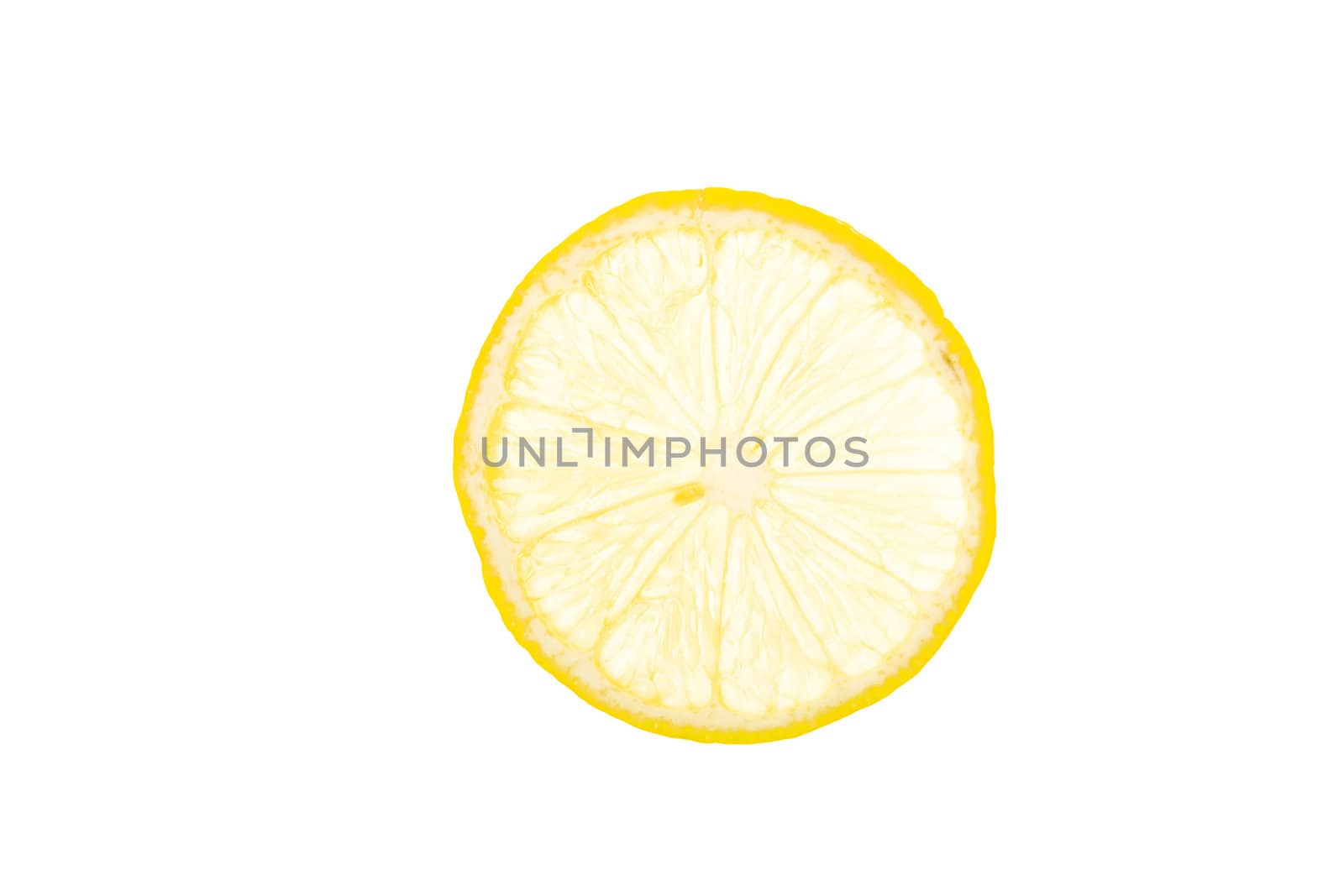 slice of fresh yellow lemon on white background