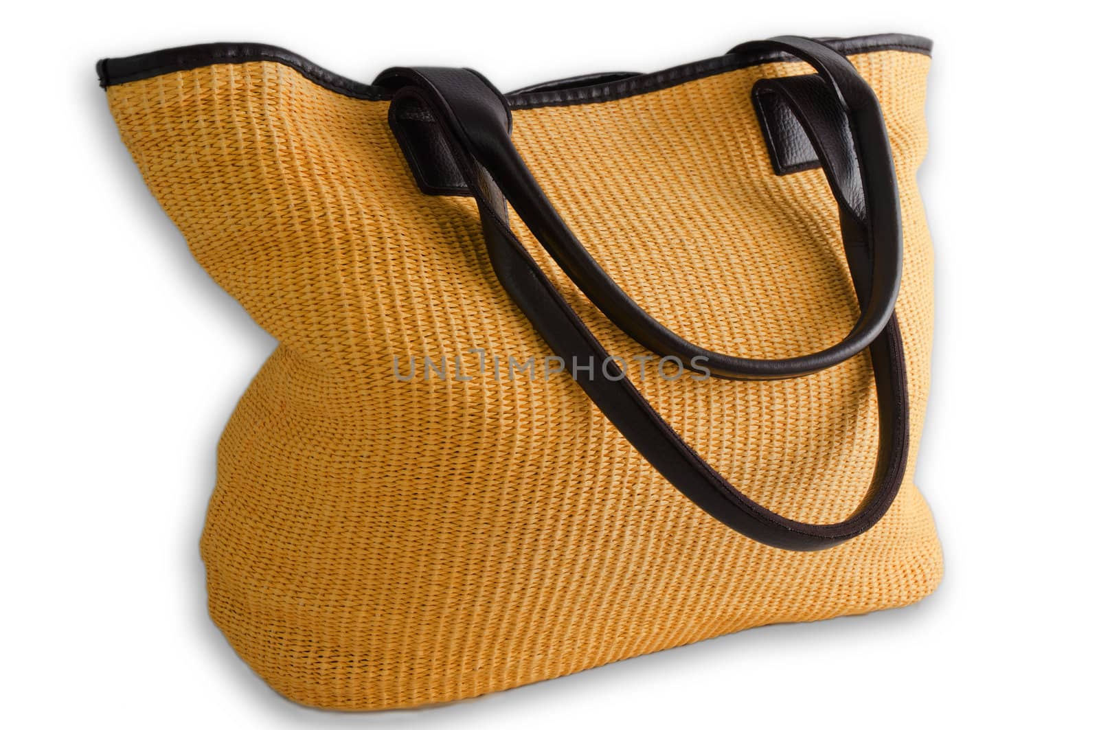 
Yellow Beach Bag isolated on a white background .
