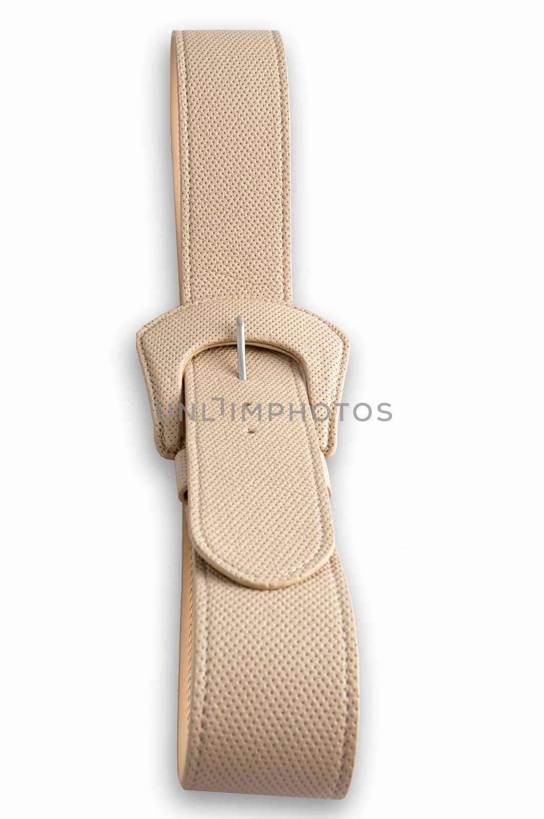 Cream belt on white background .