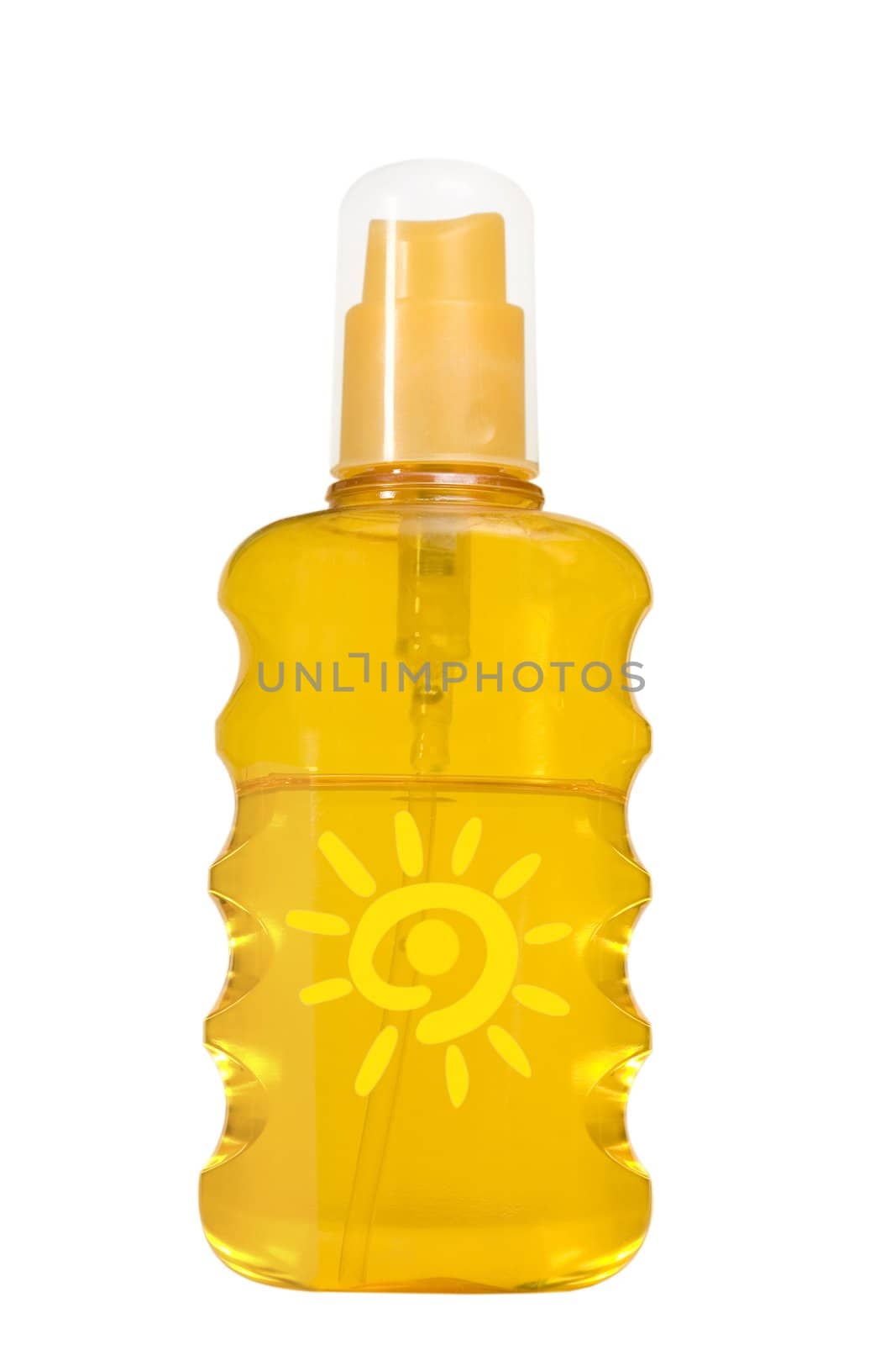 oil product, sun protection on white background