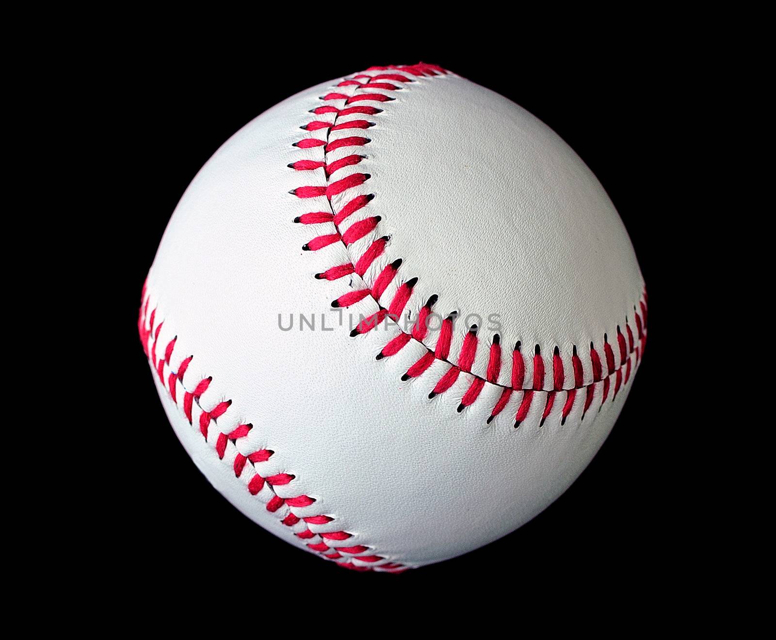 Isolated white official baseball over black background