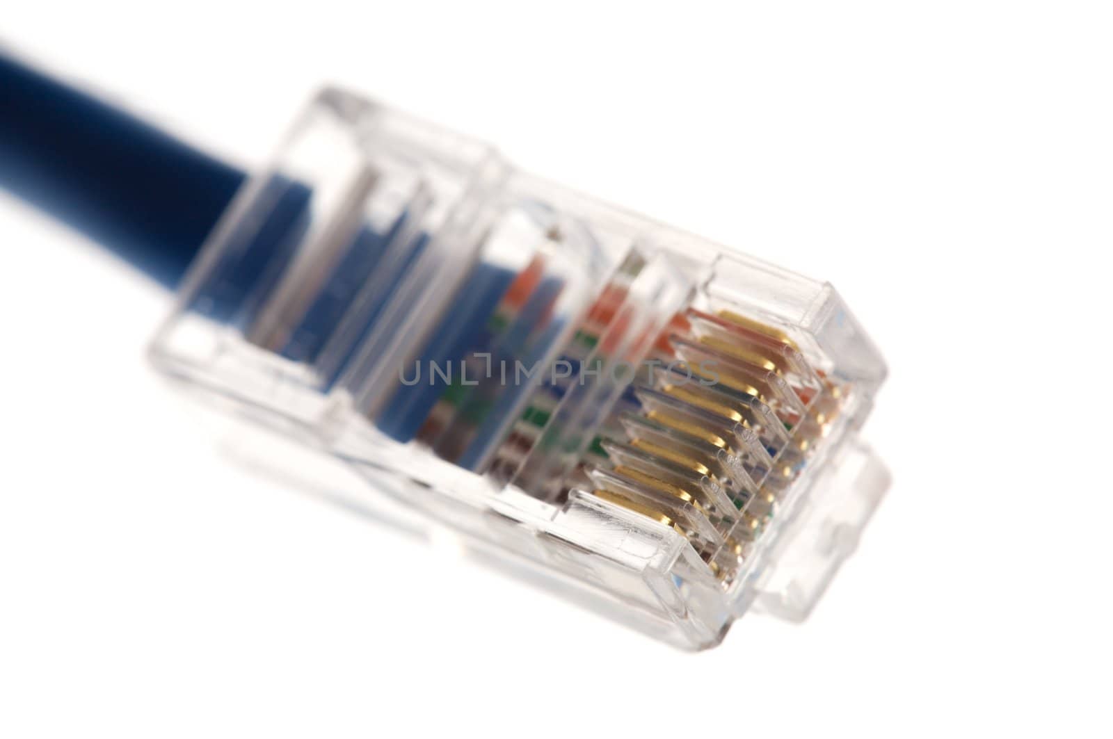 closeup of a network cable isolated on white background