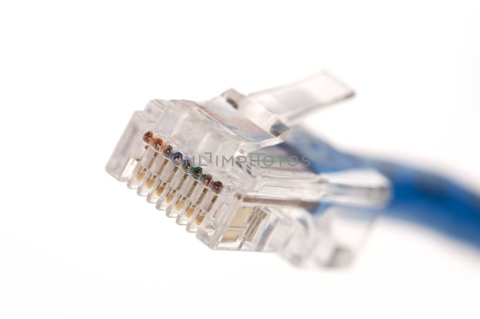 closeup of a network cable isolated on white background