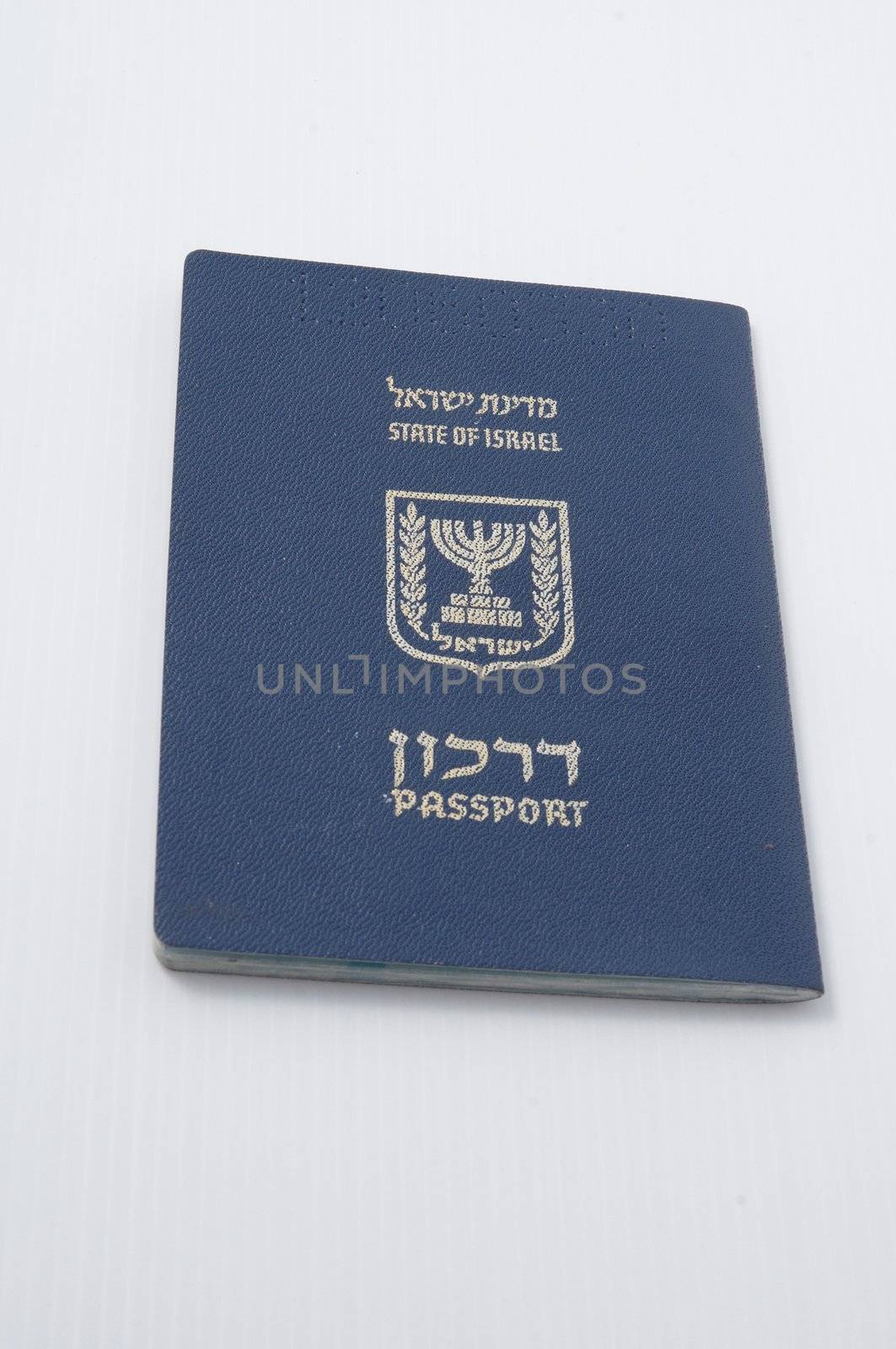 Israeli passport isolated on white background .
