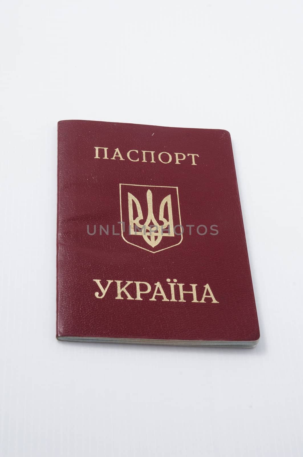 Ukrainian passport isolated on white background .