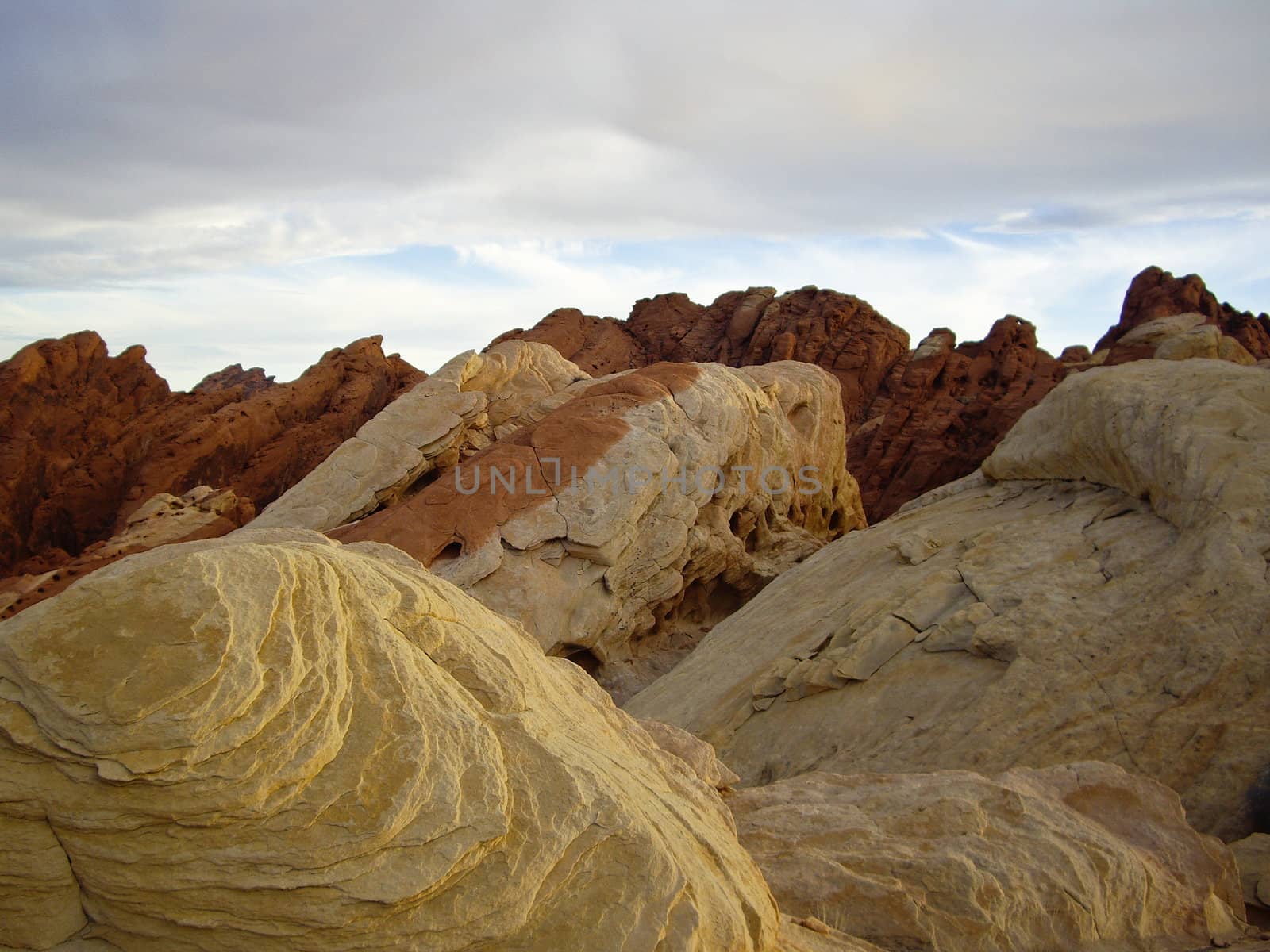 Colorful rock formations resemble cookie dough