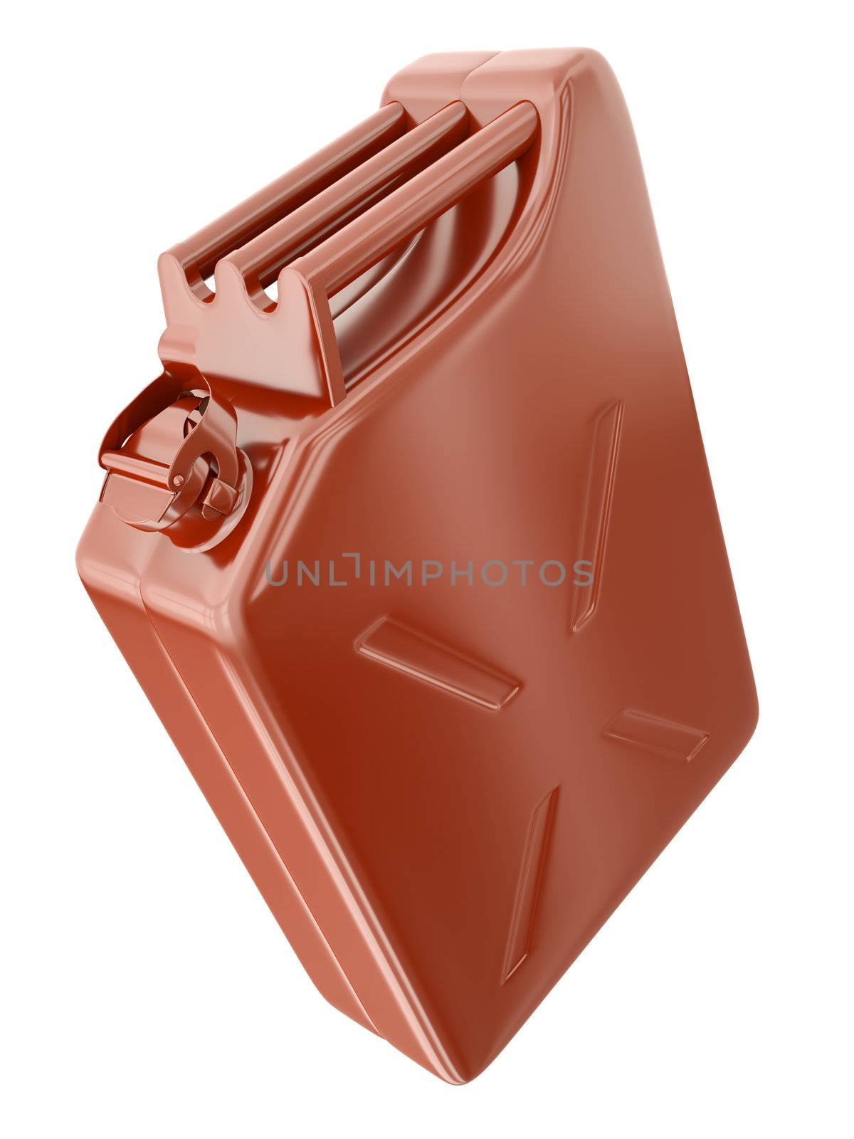 Red fuel container isolated on white background. 3D render.