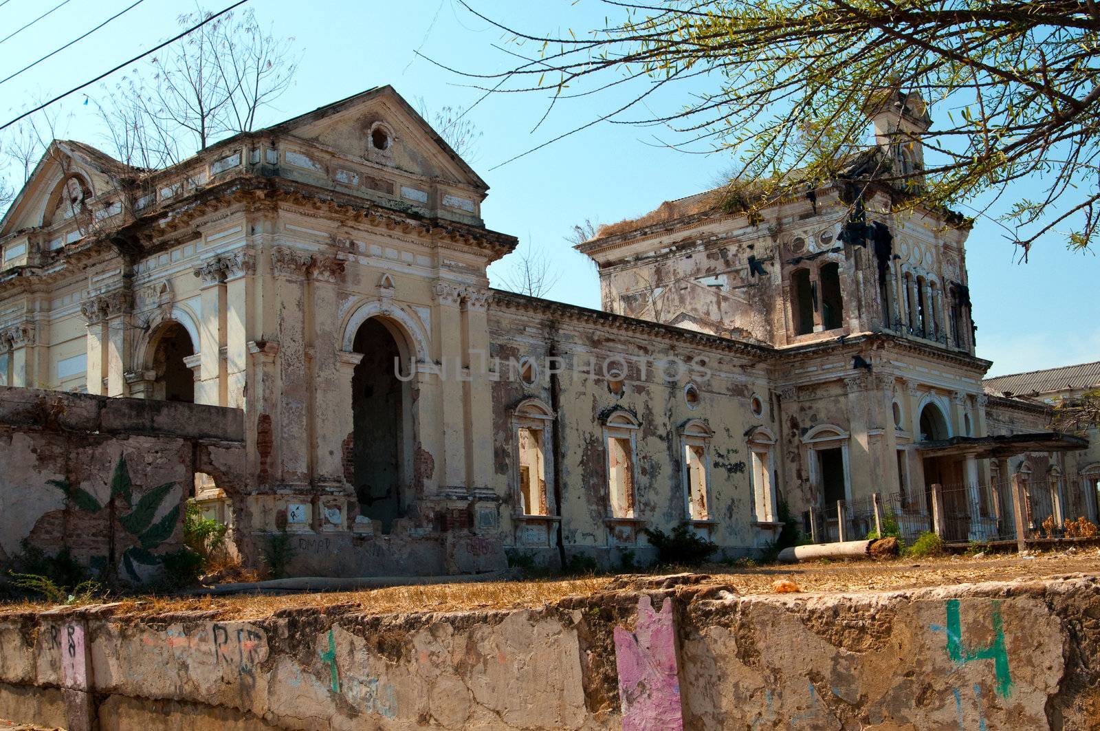 The picture of the ruins of the cathedrral in Granada, Nicaragua