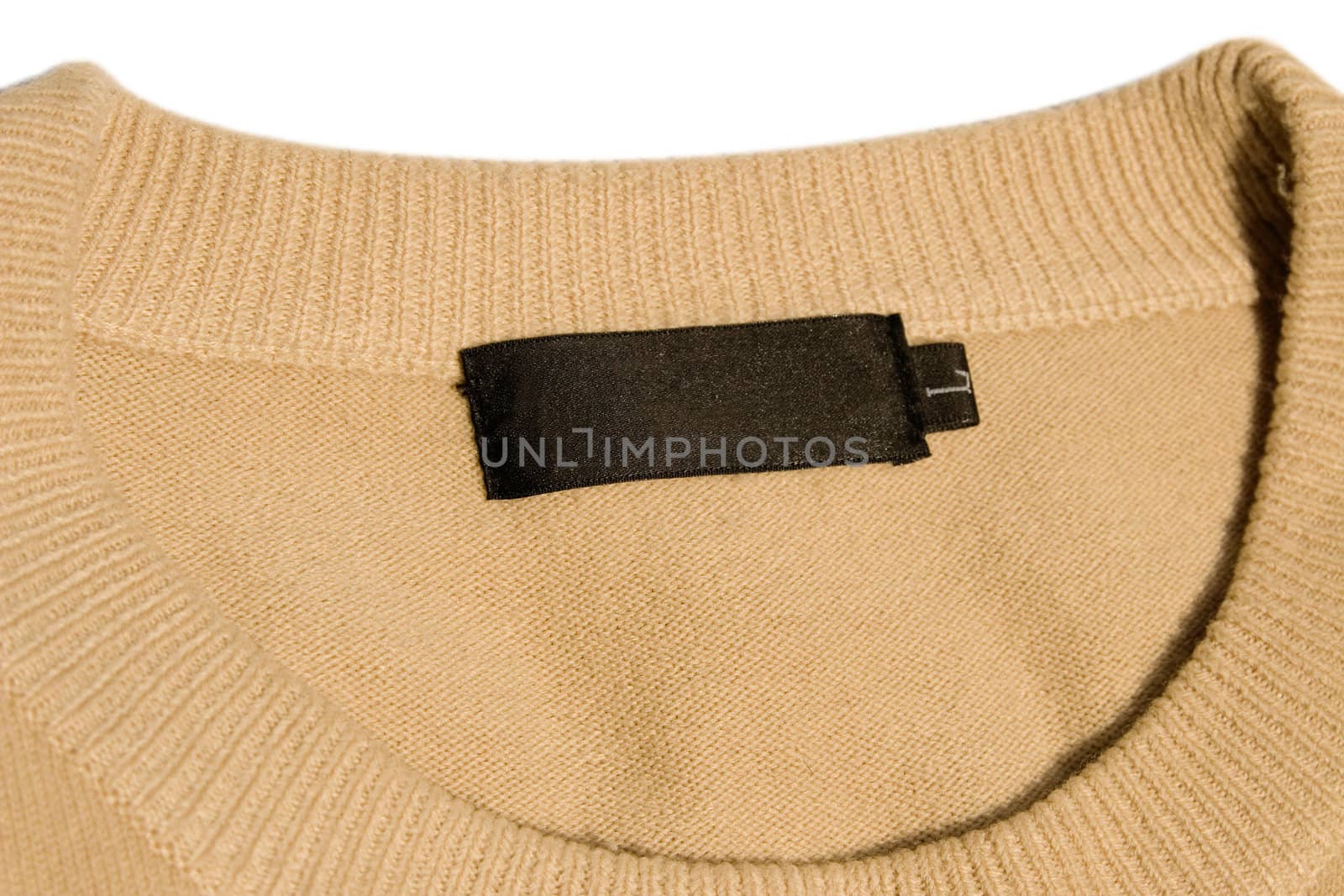 close-up of clothing label with L size