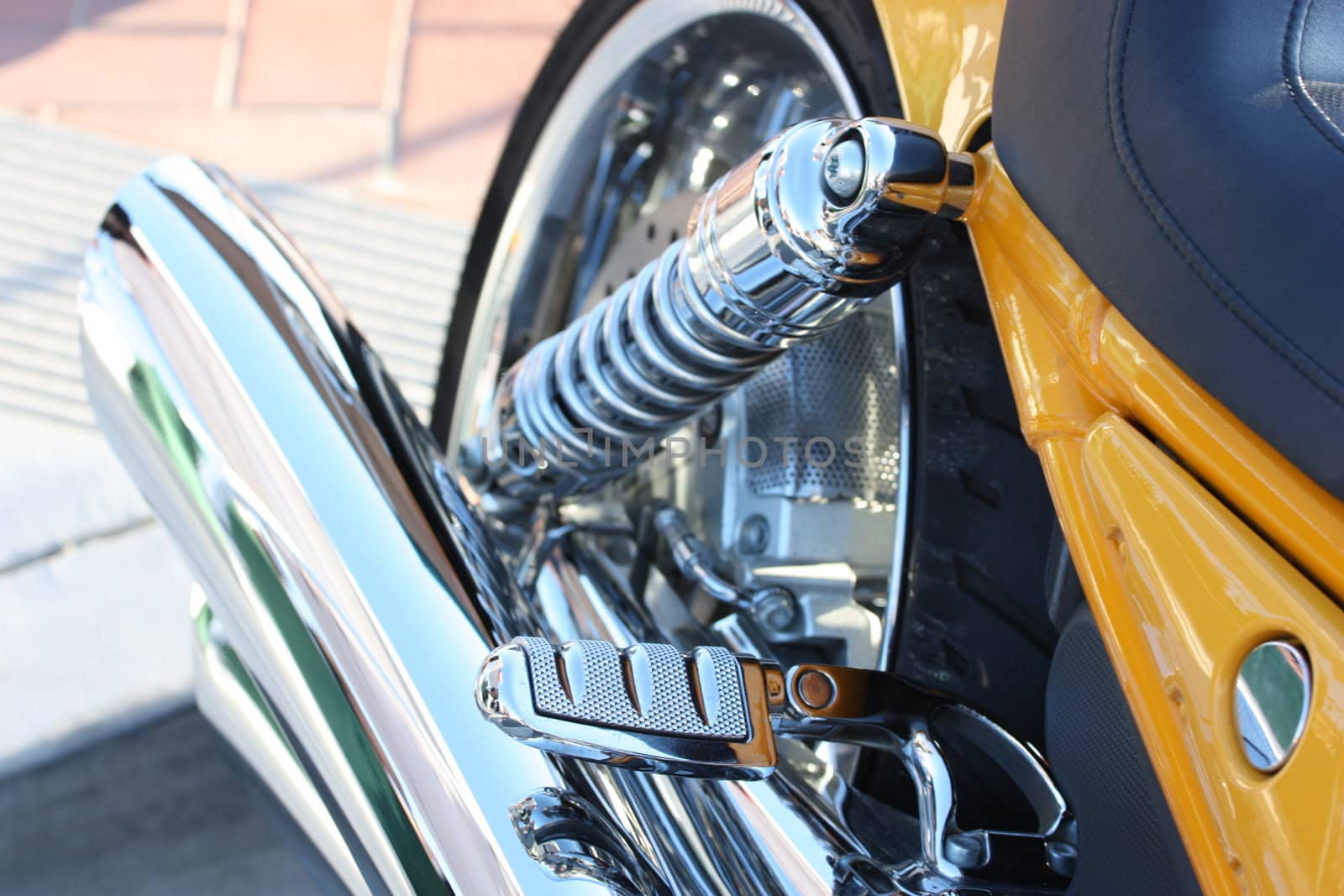 Close up of a motorcycle.