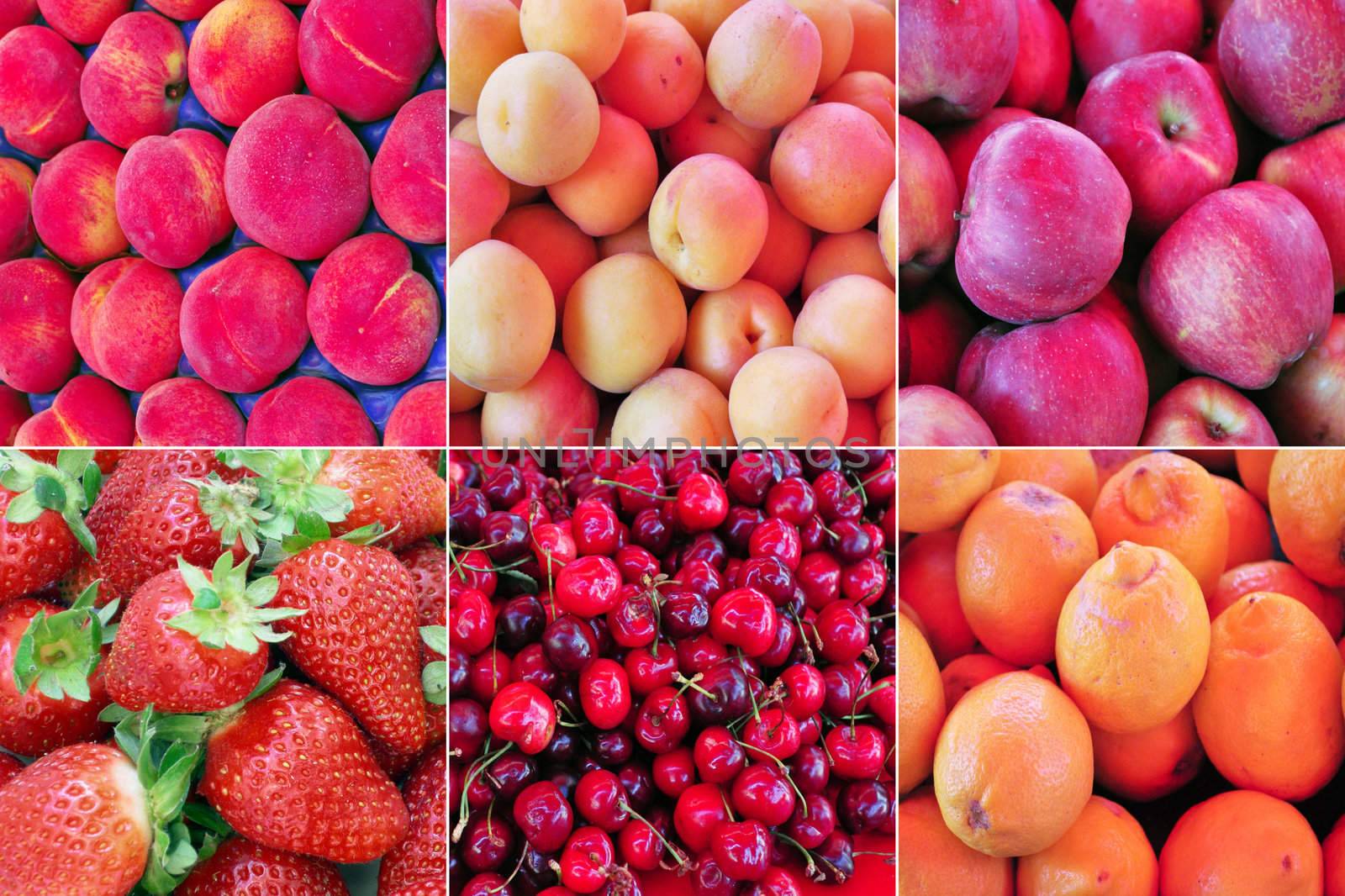 Collage of fruit useful as a background