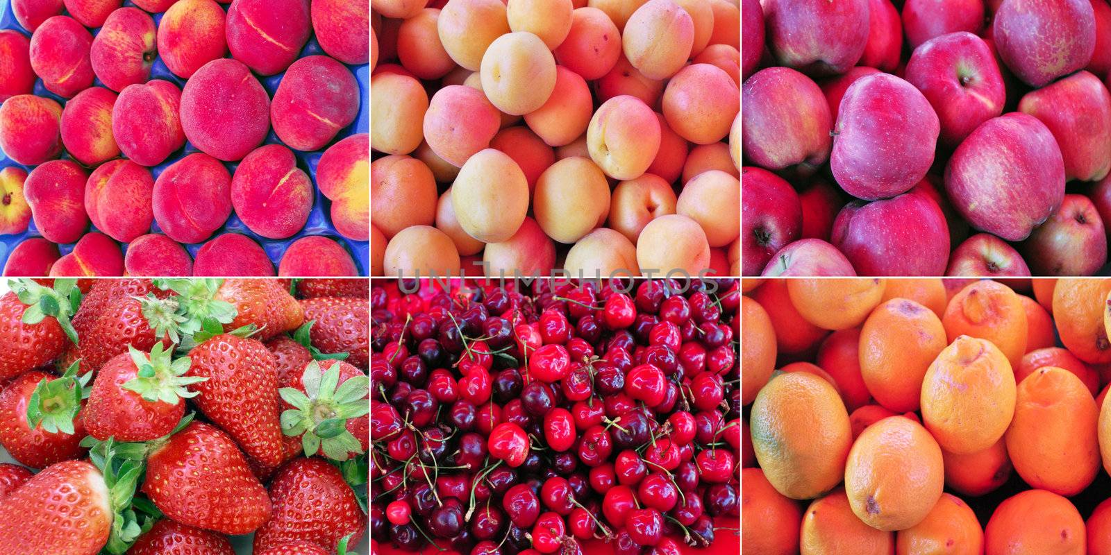 Collage of fruit useful as a background