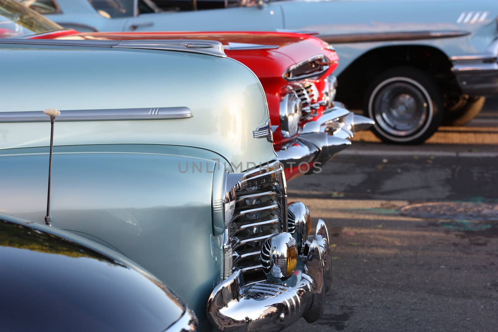 Close up of a classic car.