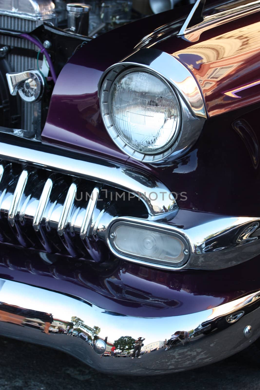 Close up of a classic car.