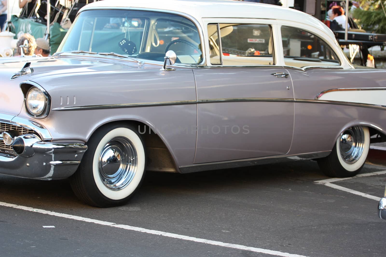 Close up of a classic car.