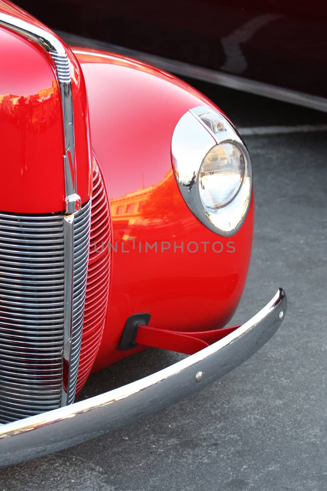 Close up of a classic car.