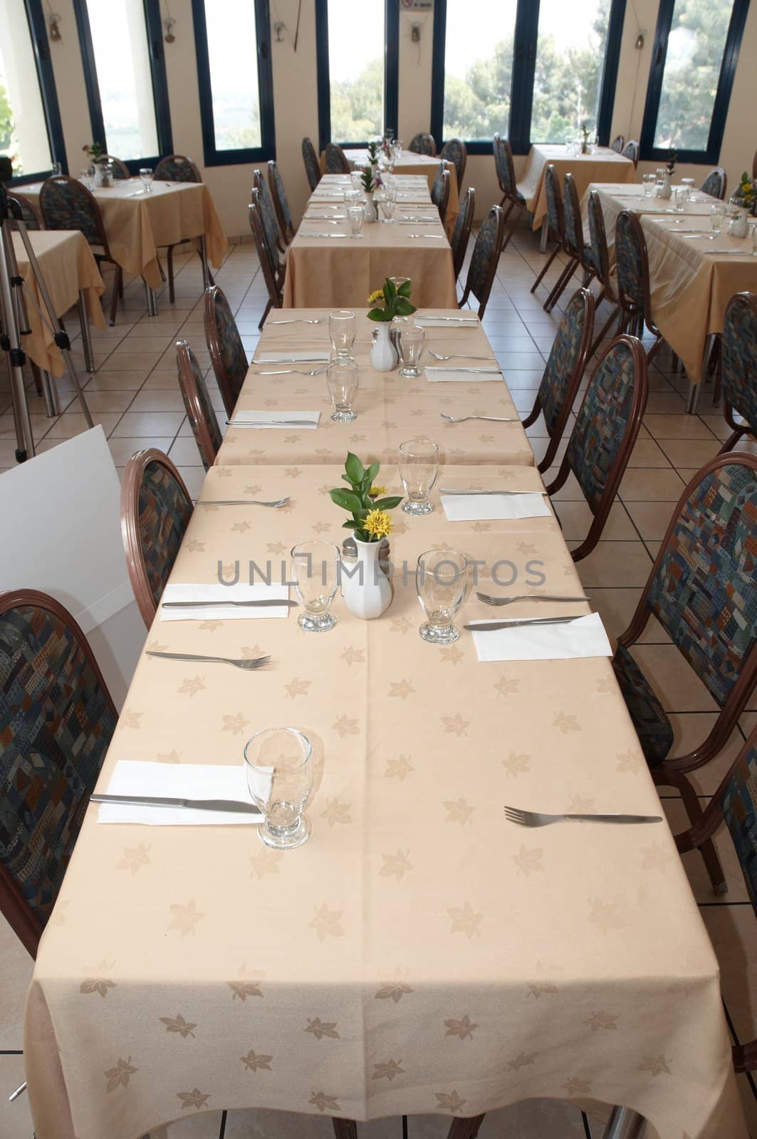 Interior dining hall in the hotel .