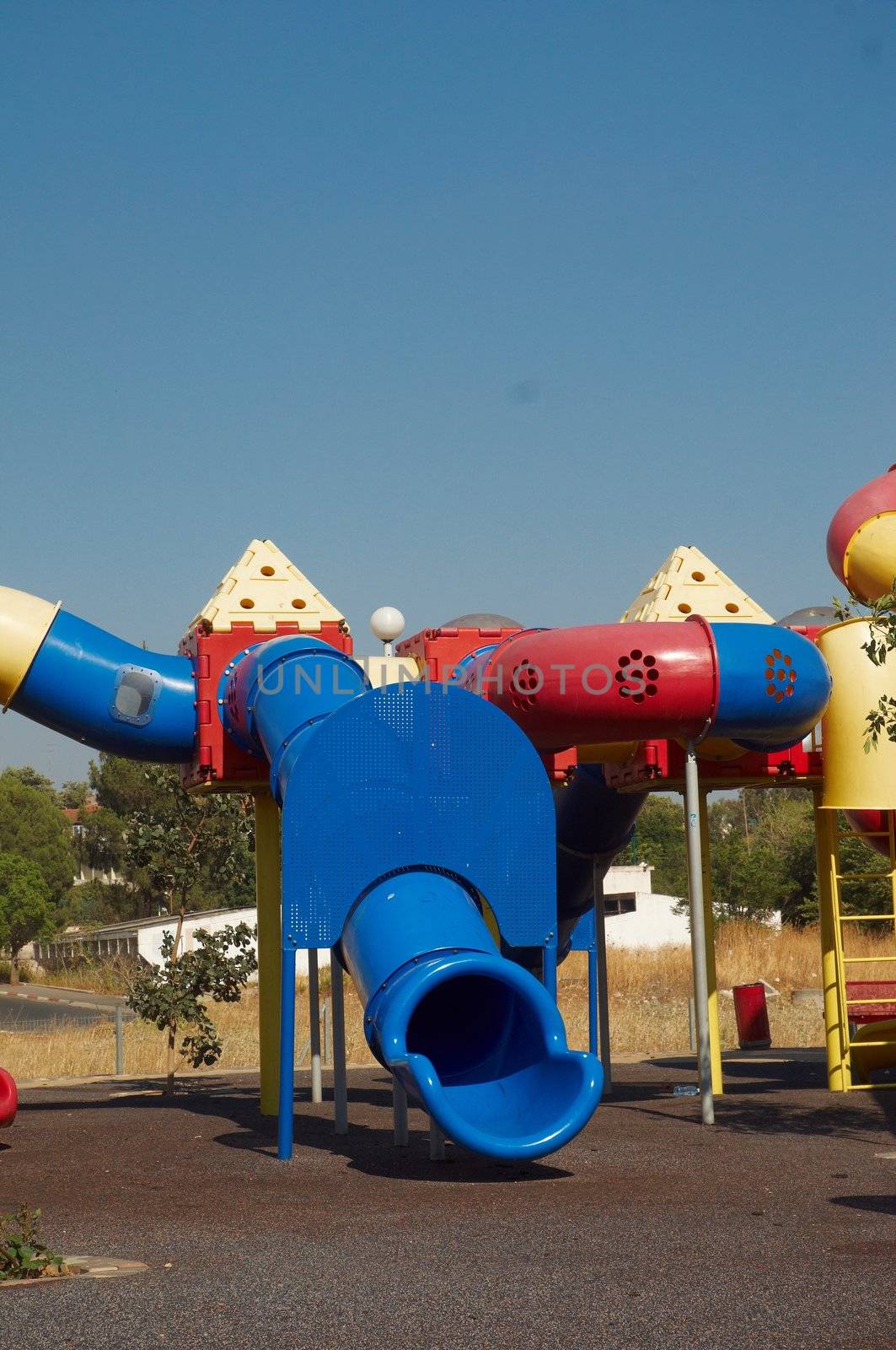 Outdoor kids playground with bright colors .