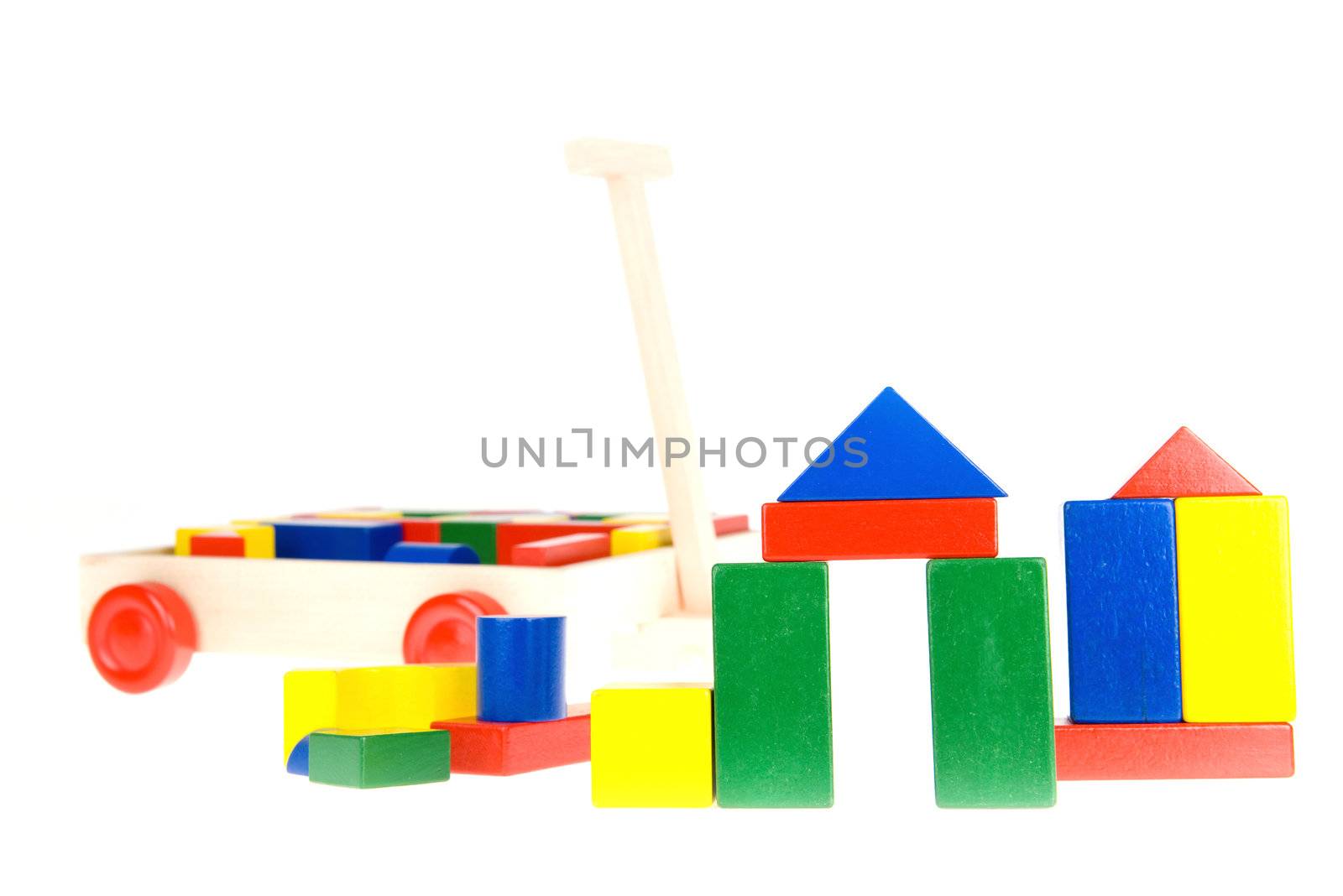 colorful building blocks on a white background