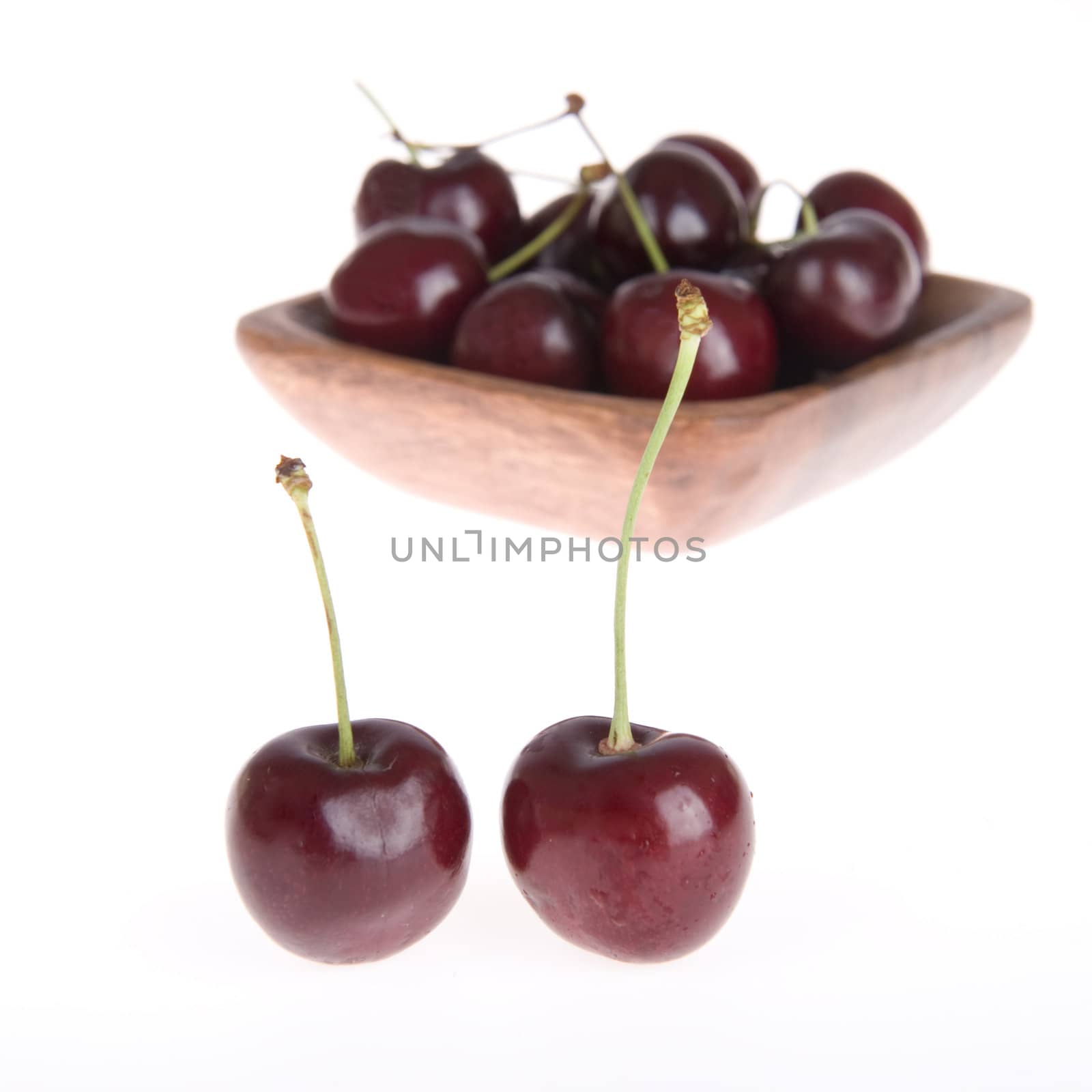 cherries on white