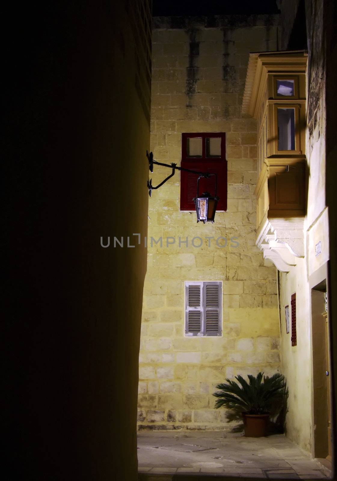 The old medieval city of Malta, Mdina, by night.