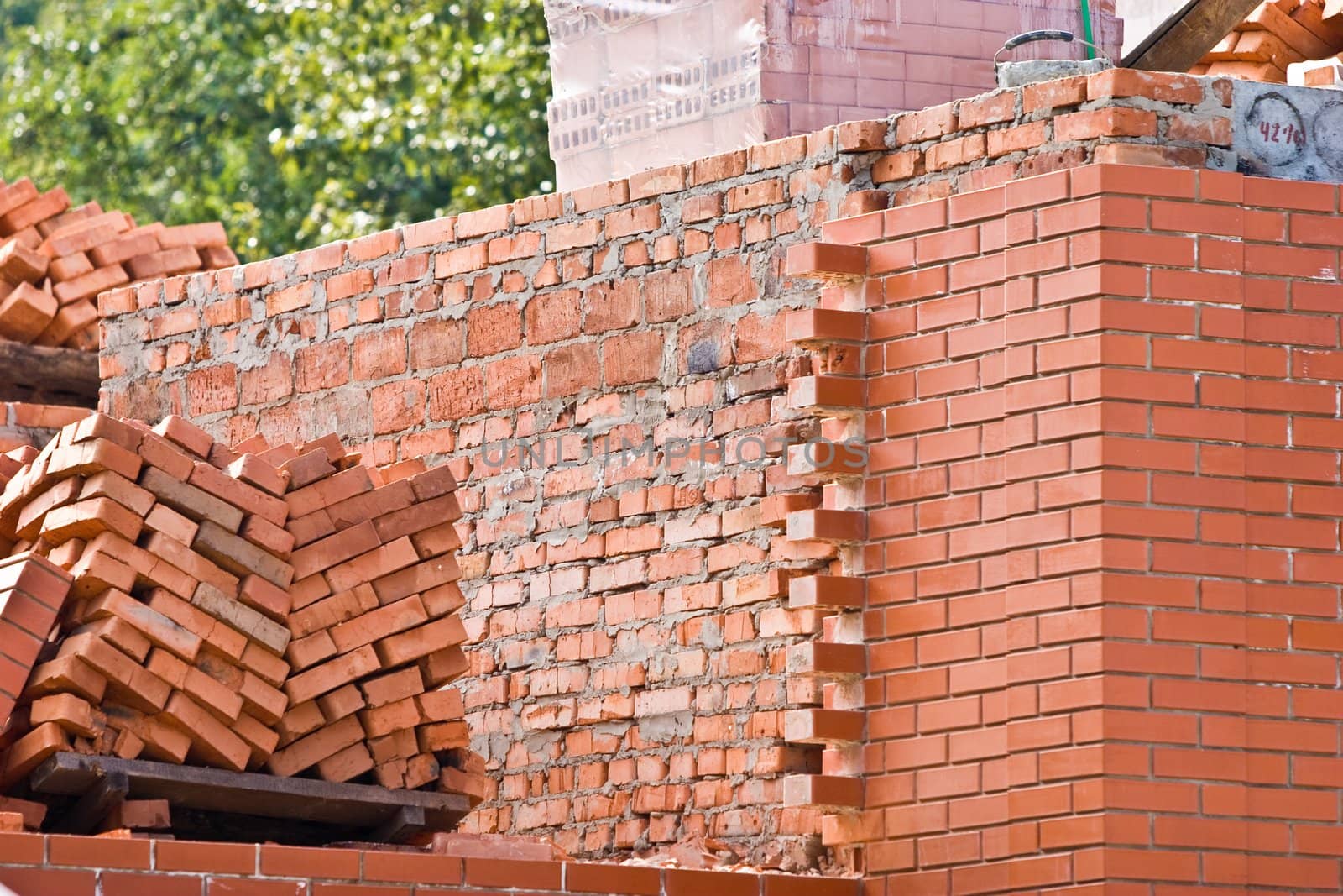 building series: construction site with baked brick