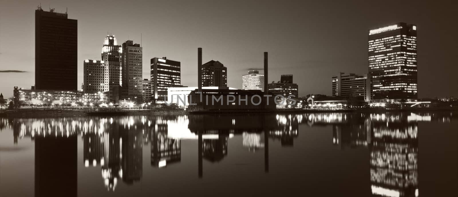 Panoramic Toledo - black and white photo of the city