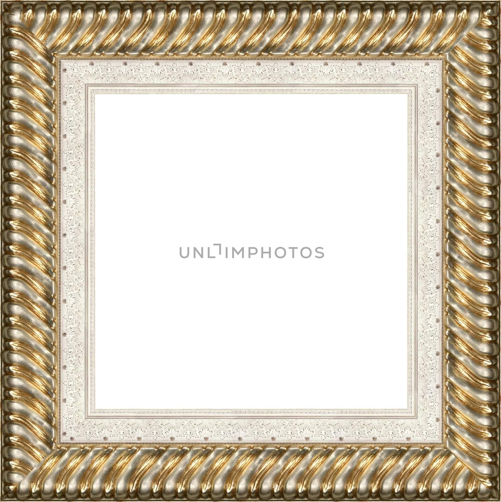 a picture gold frame on a white