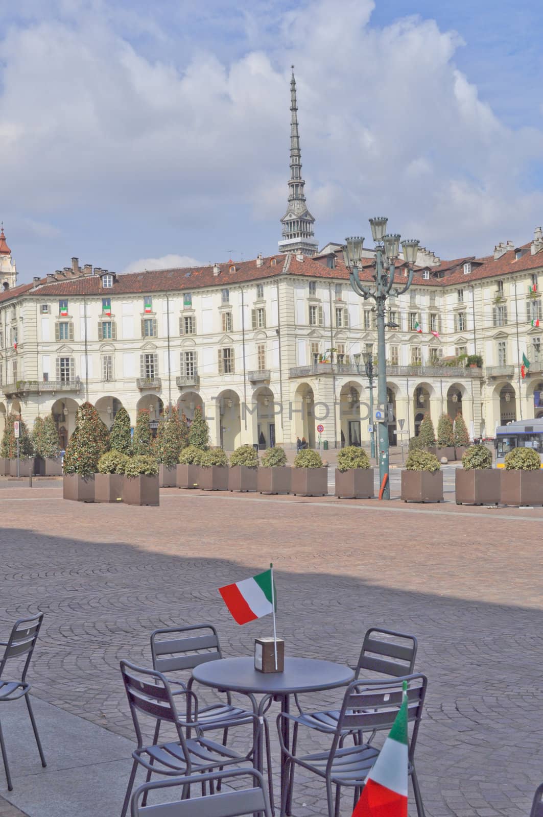 The Piazza Vittorio Emanuele II square in Turin Italy