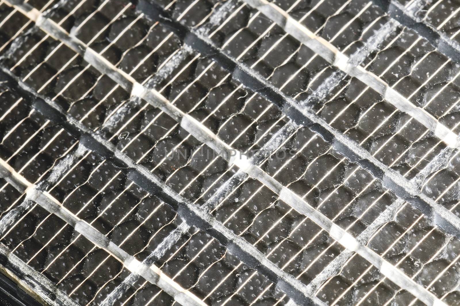 Detail of the cells of a portable solar panel