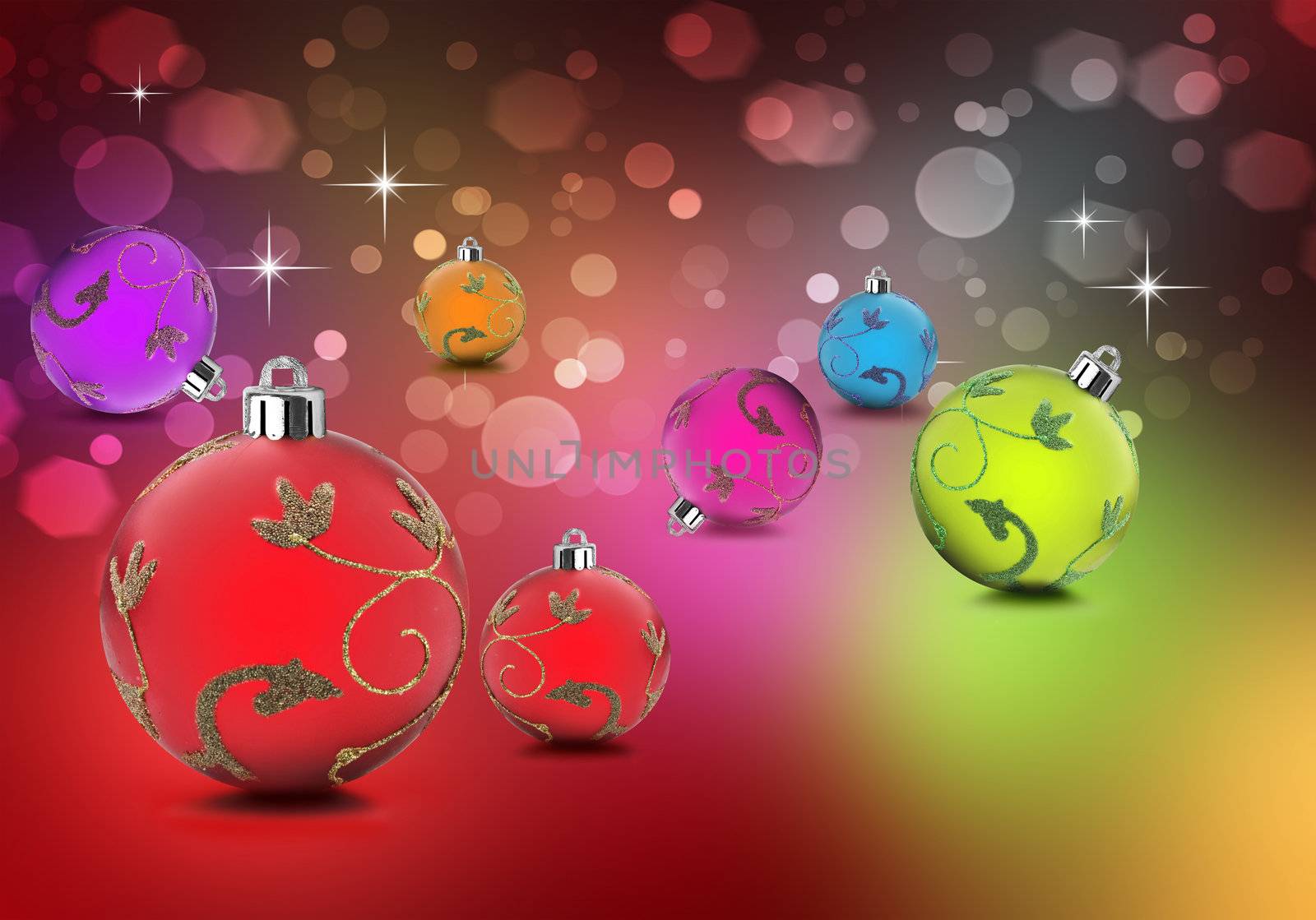 Christmas in bright colors shining against background by tish1